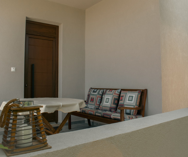 Balcony seating with lanterns