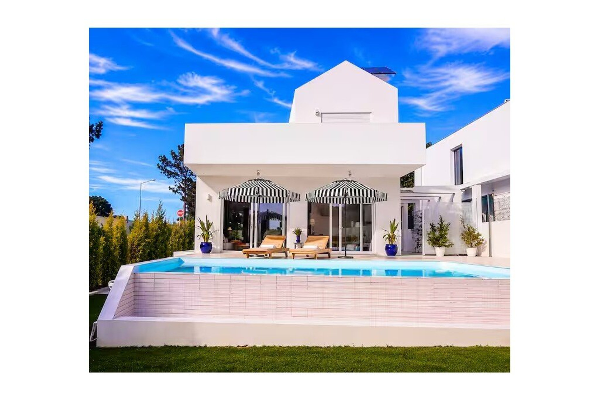 House exterior with pool view