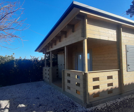 Little wooden house in a condominium in the countr