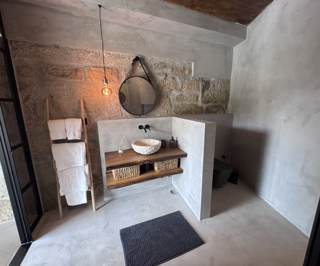 Stone bathroom with vessel sink