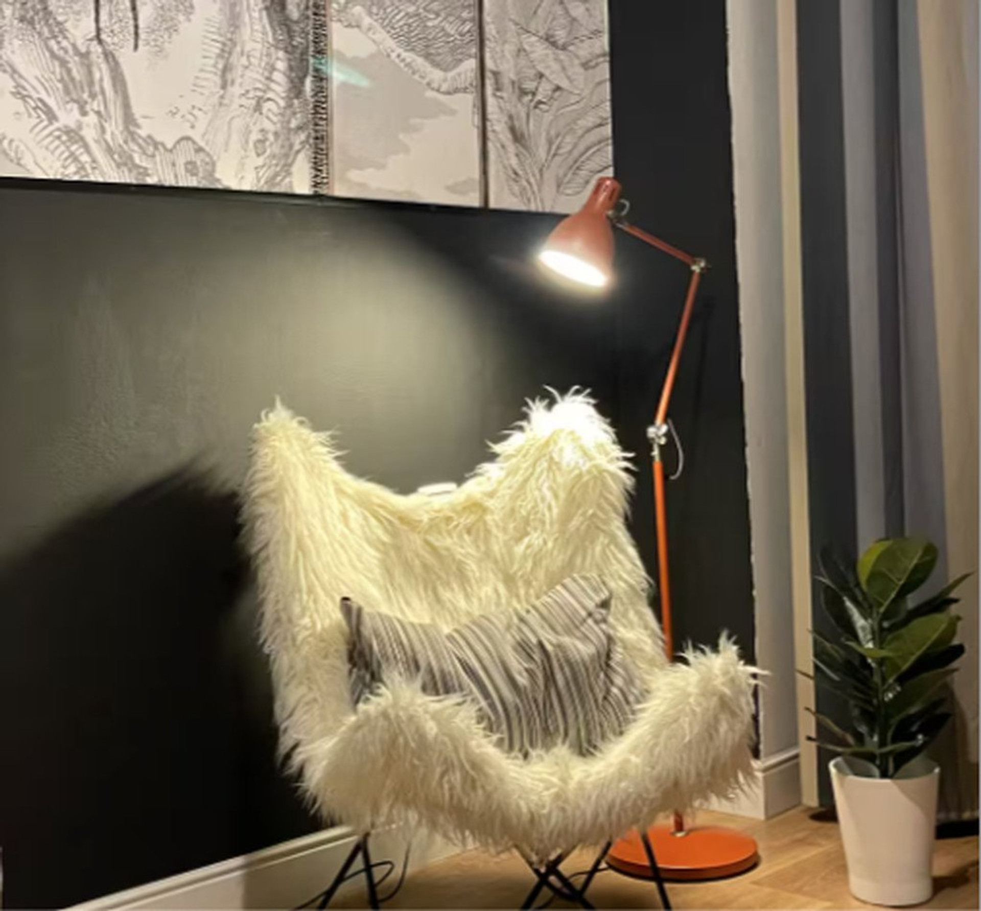 Cozy reading chair with floor lamp