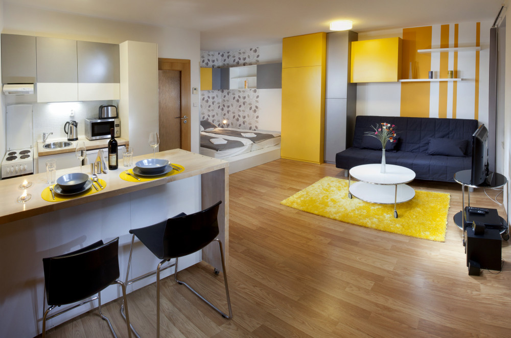 Yellow apartment near Brno city center