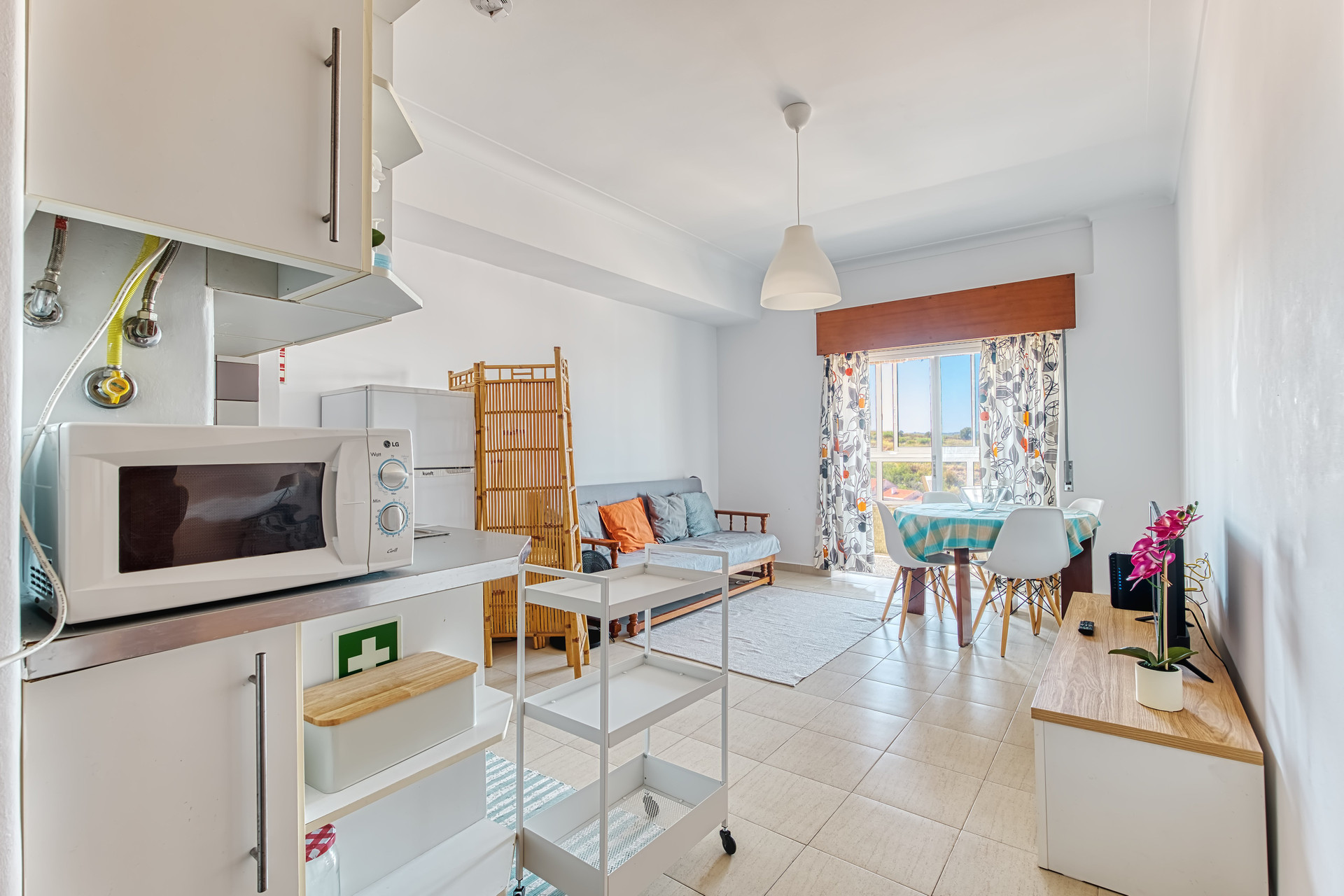 Kitchen area with living space