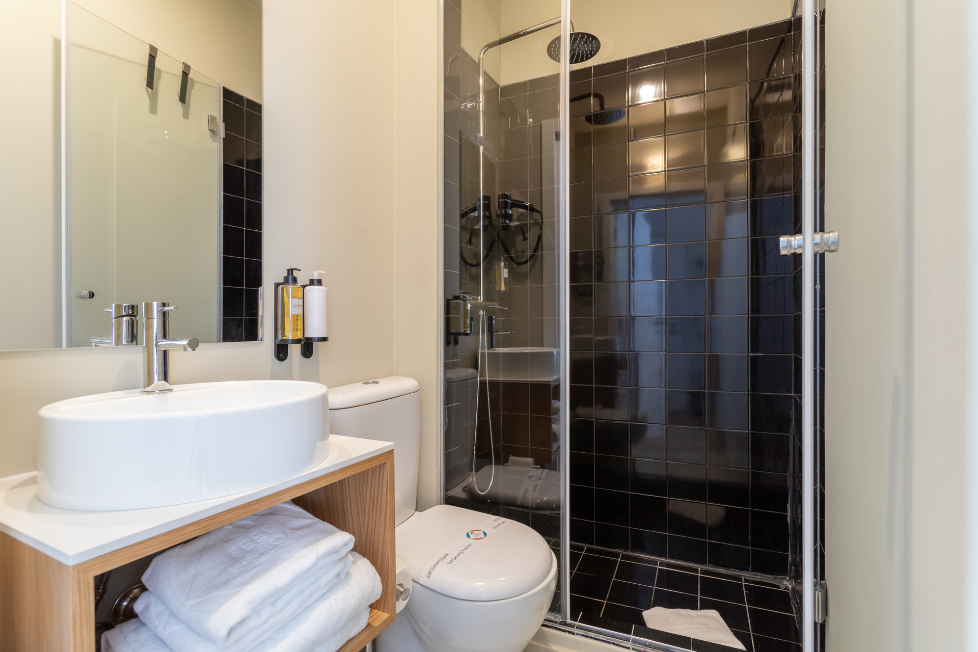 Bathroom with shower and sink