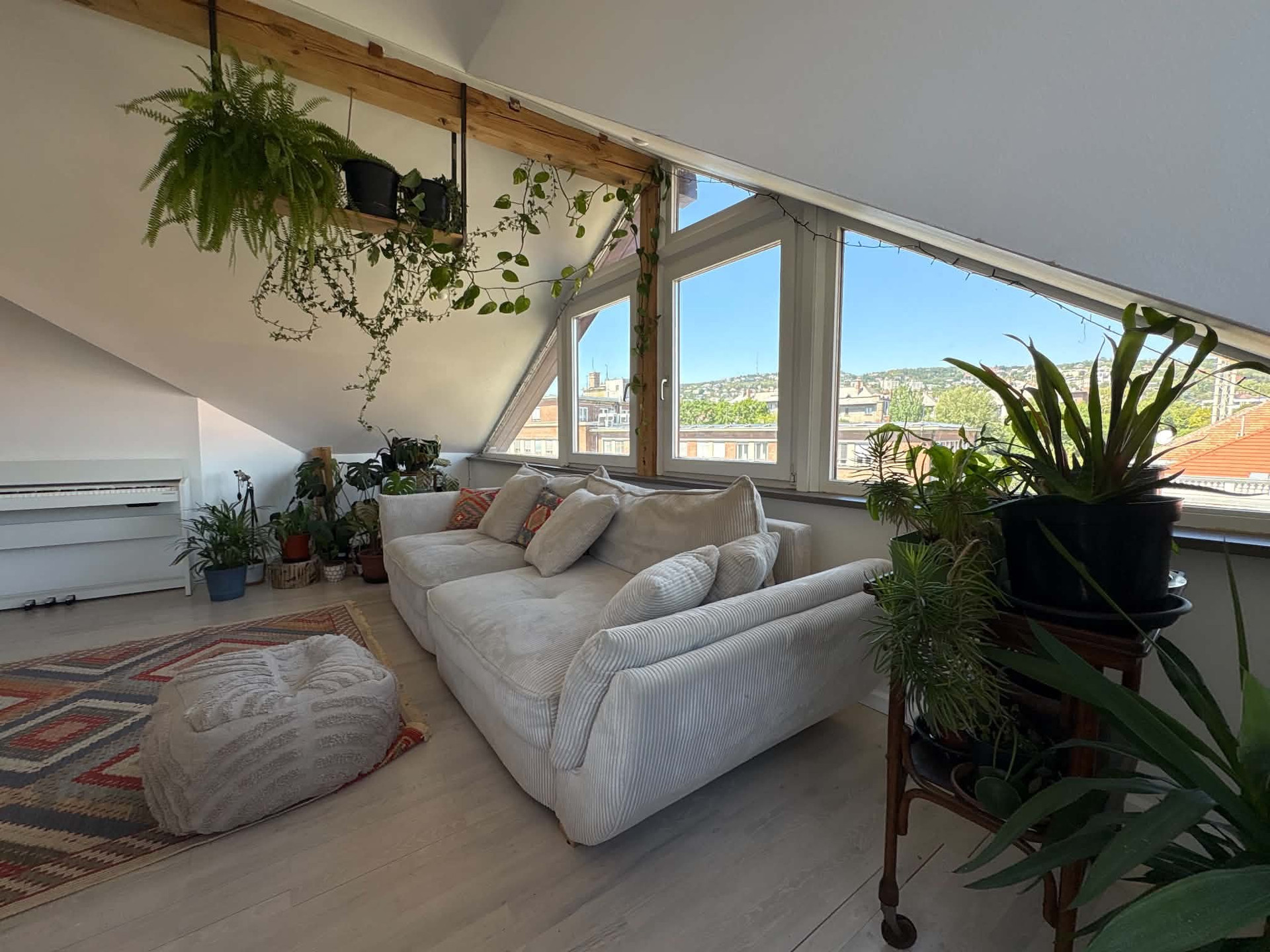 Living room sofa with city view