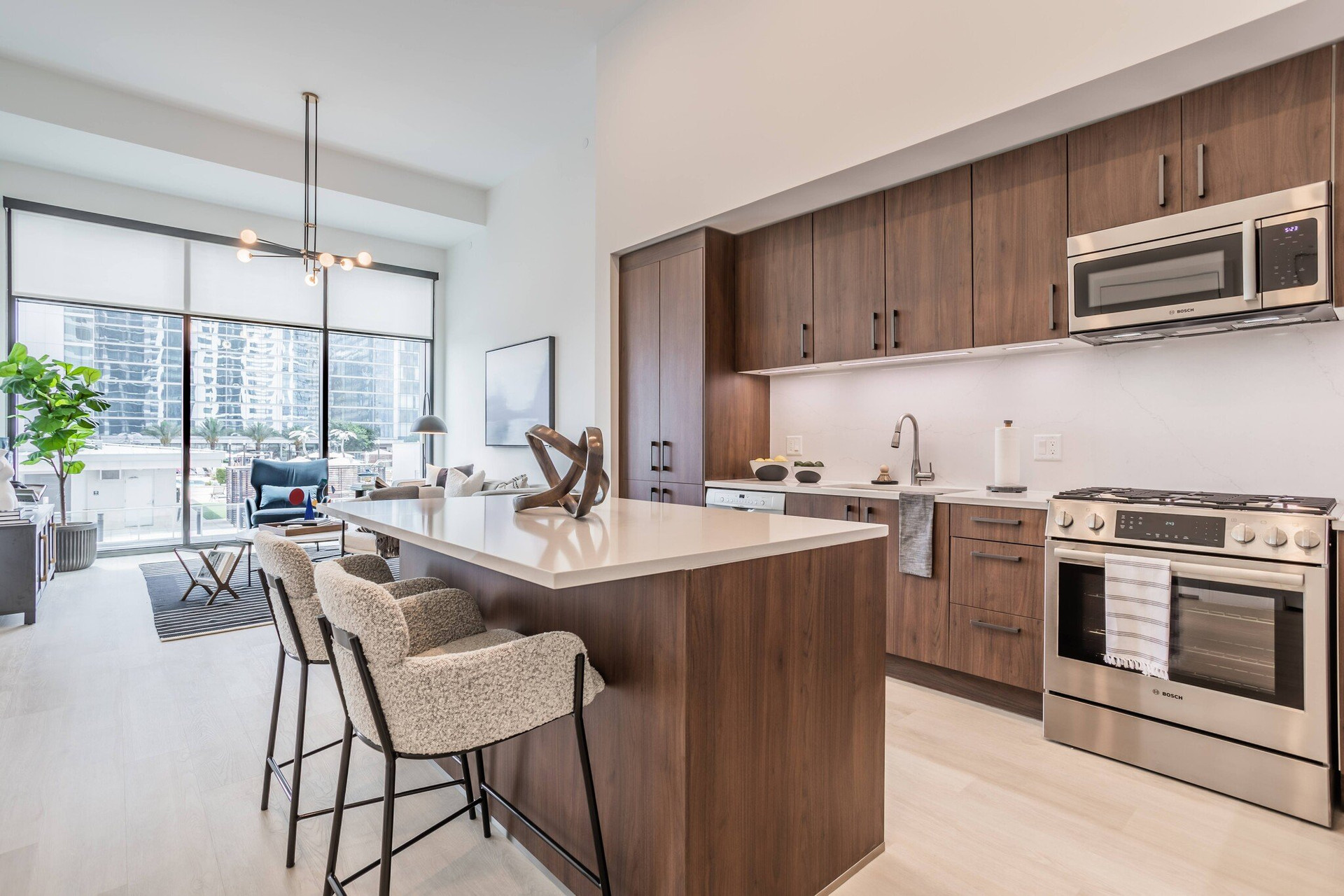 Kitchen and living area overview