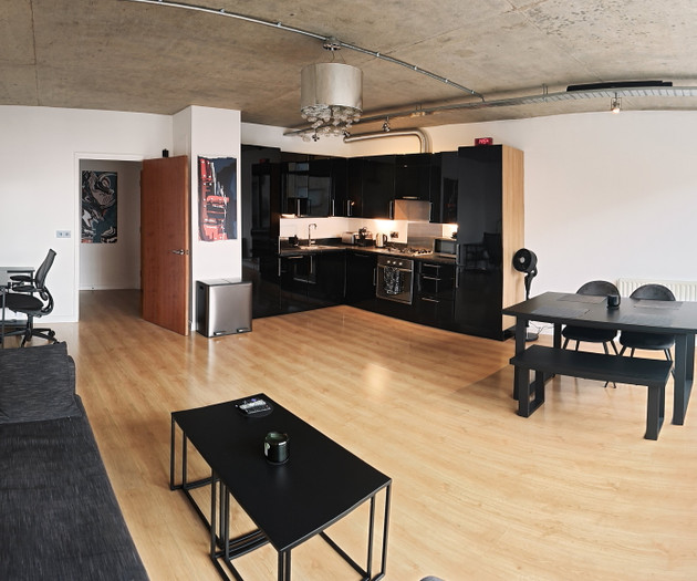 Wide open-plan living and kitchen