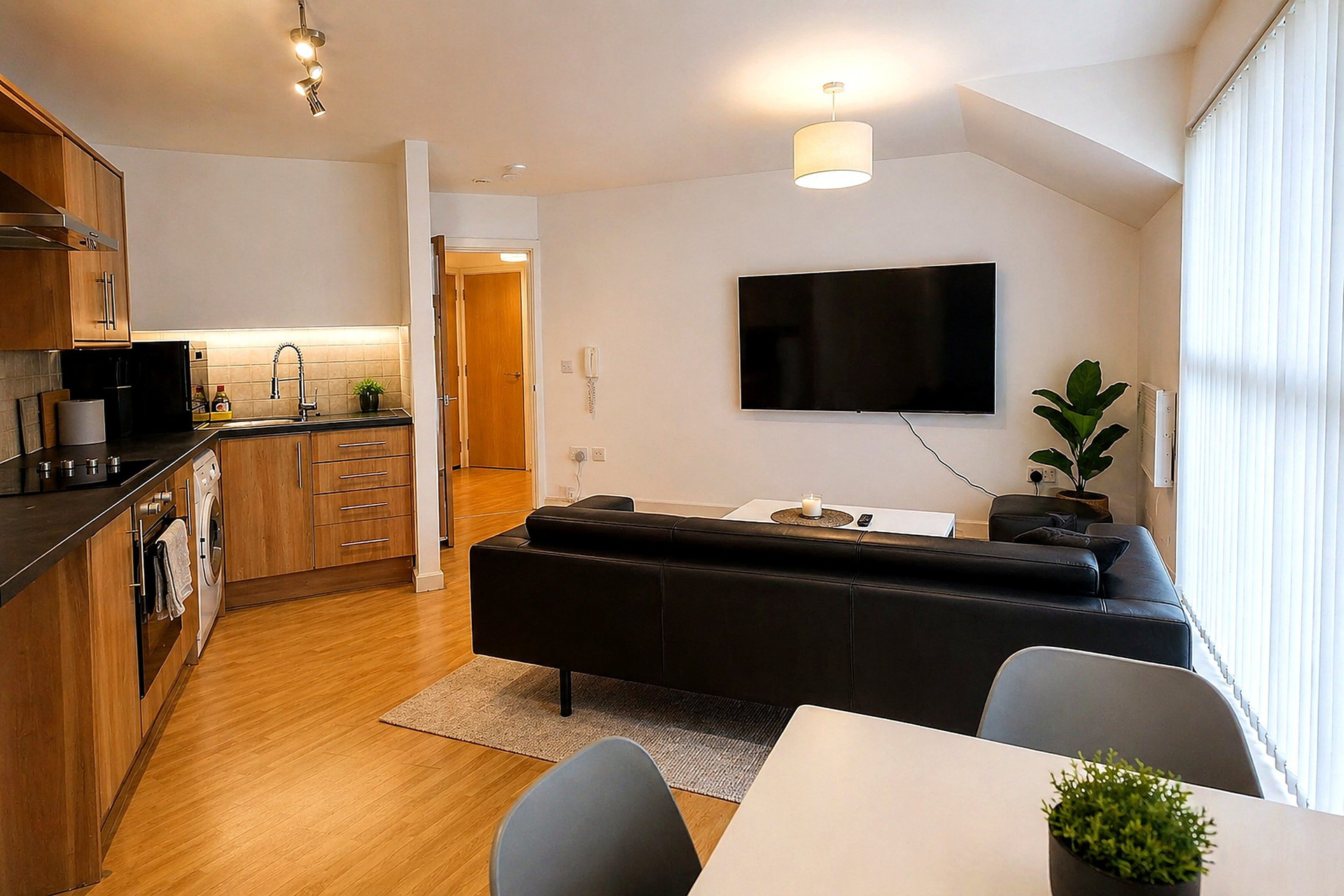 Open-plan living, kitchen and dining