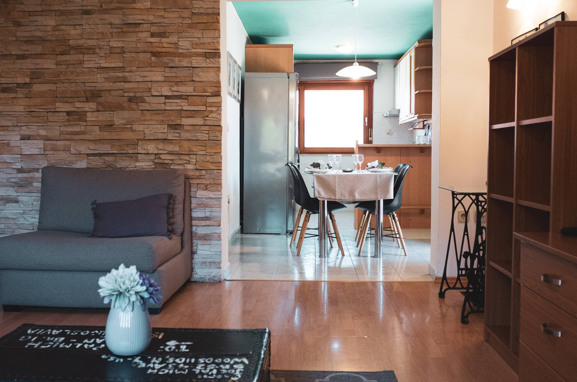 Open living and dining area