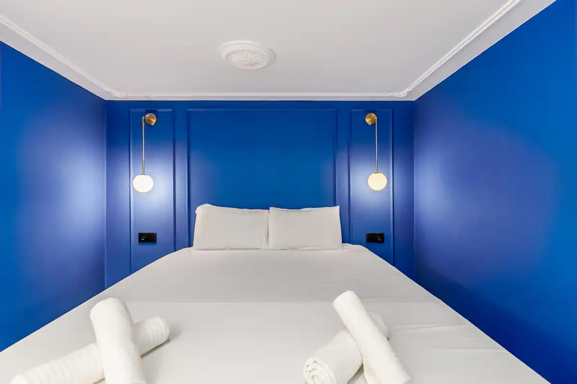 Bold blue bedroom double bed