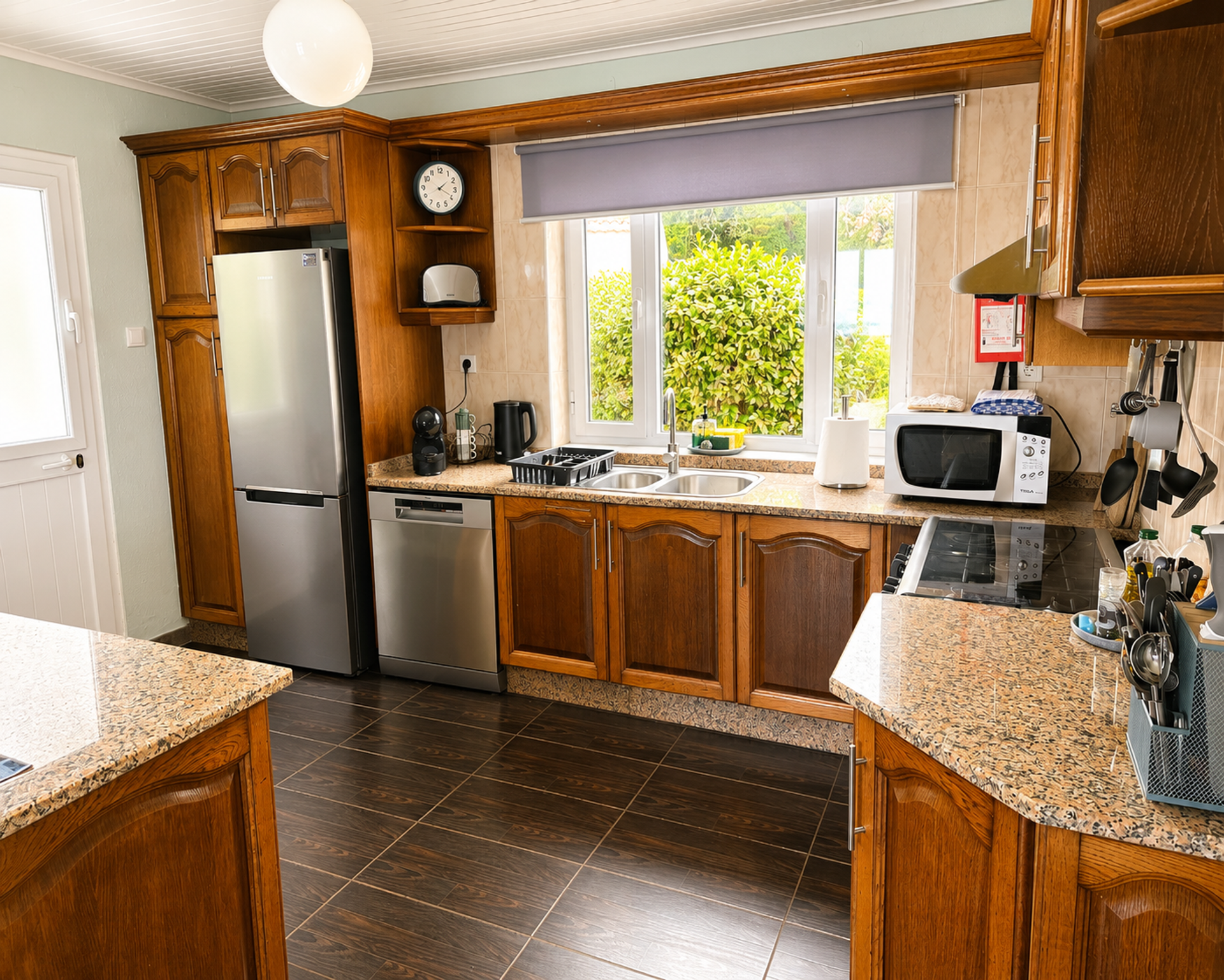 Kitchen with wooden cabinets