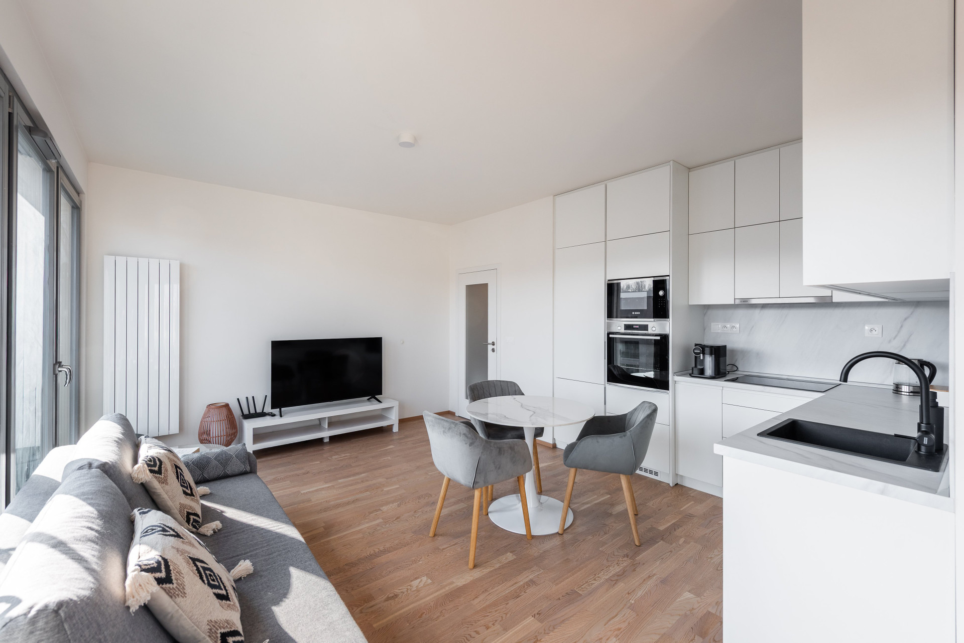 Open living room and kitchen