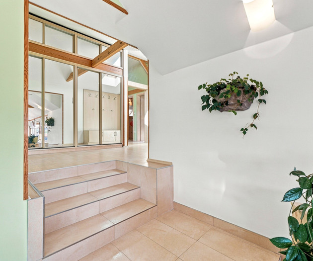 Entryway with steps and plants