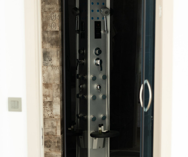 Shower cabin through doorway