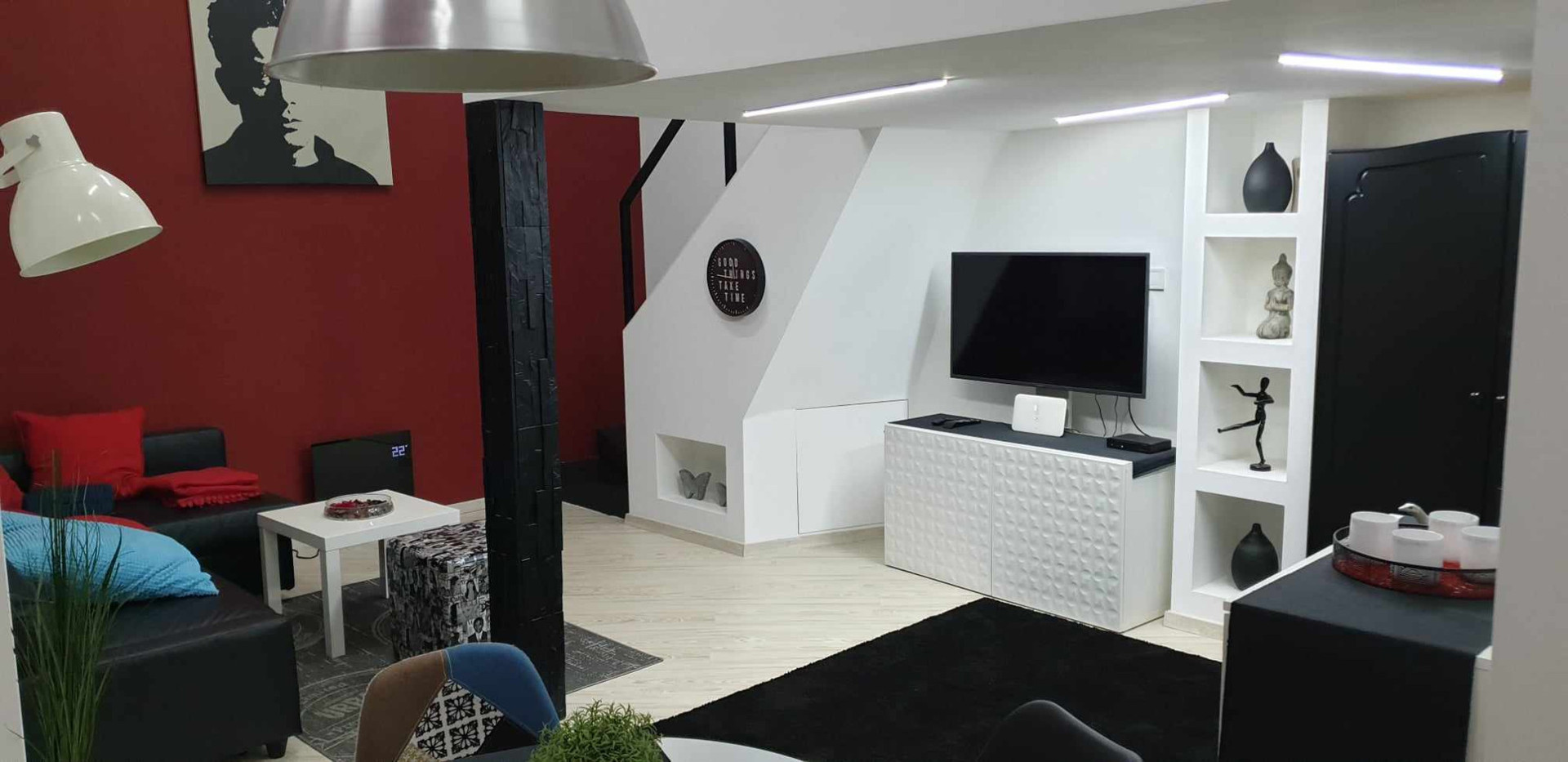 Living room seating and TV