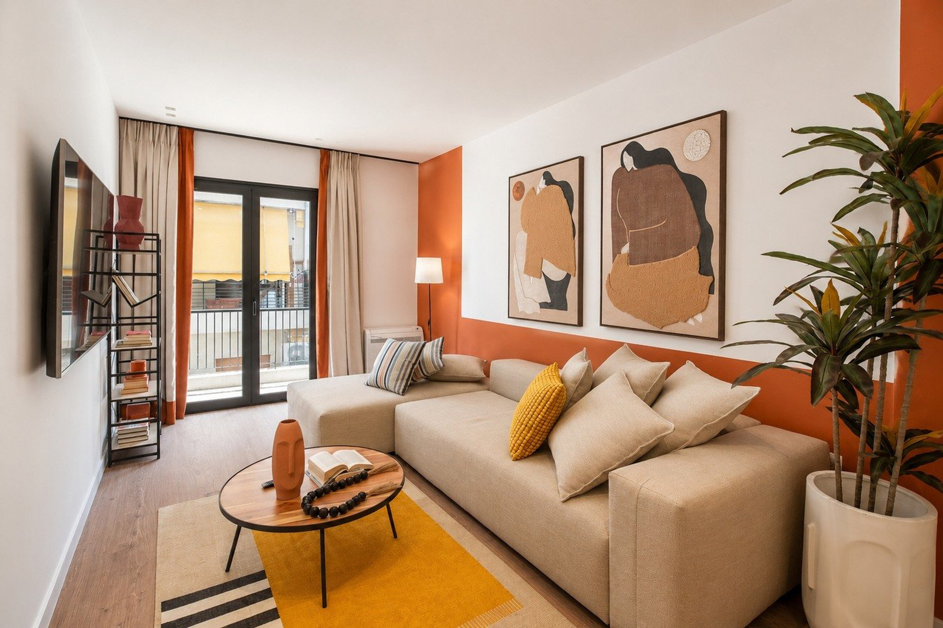 Living room with sofa and art