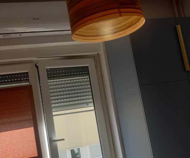 Window with pendant lamp