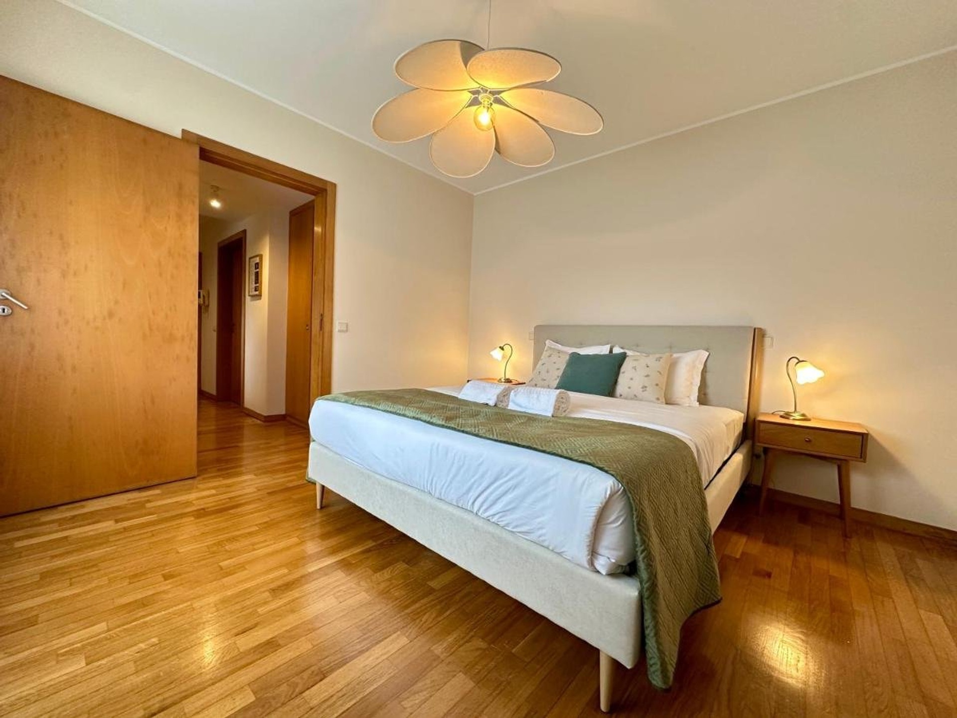 Bedroom with green accents