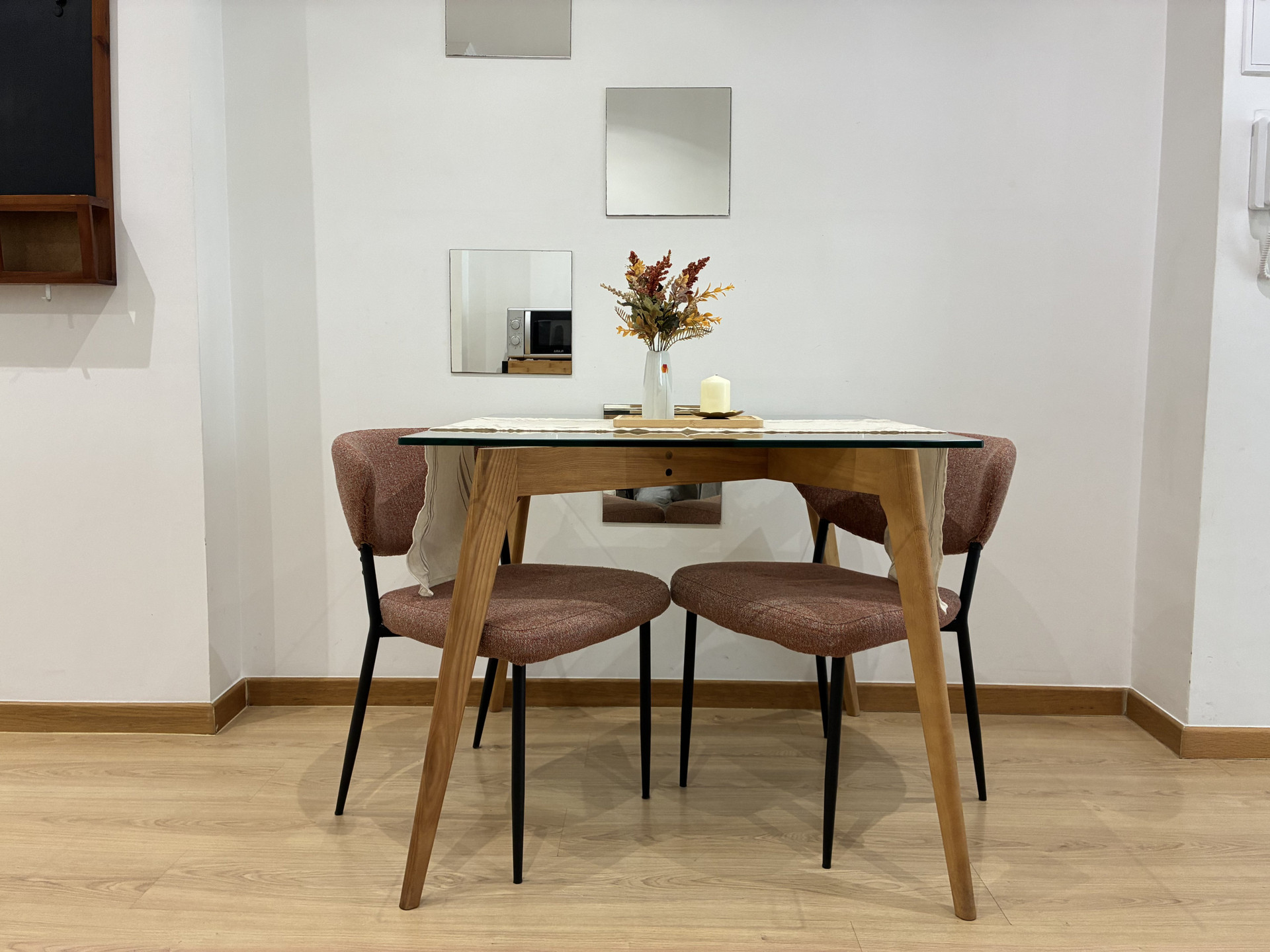 Dining area with glass table