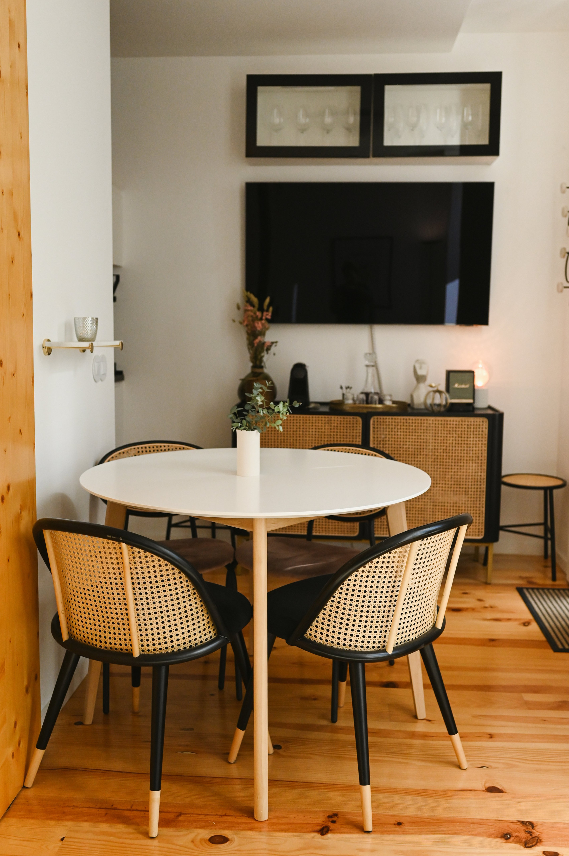 Round dining table and sideboard