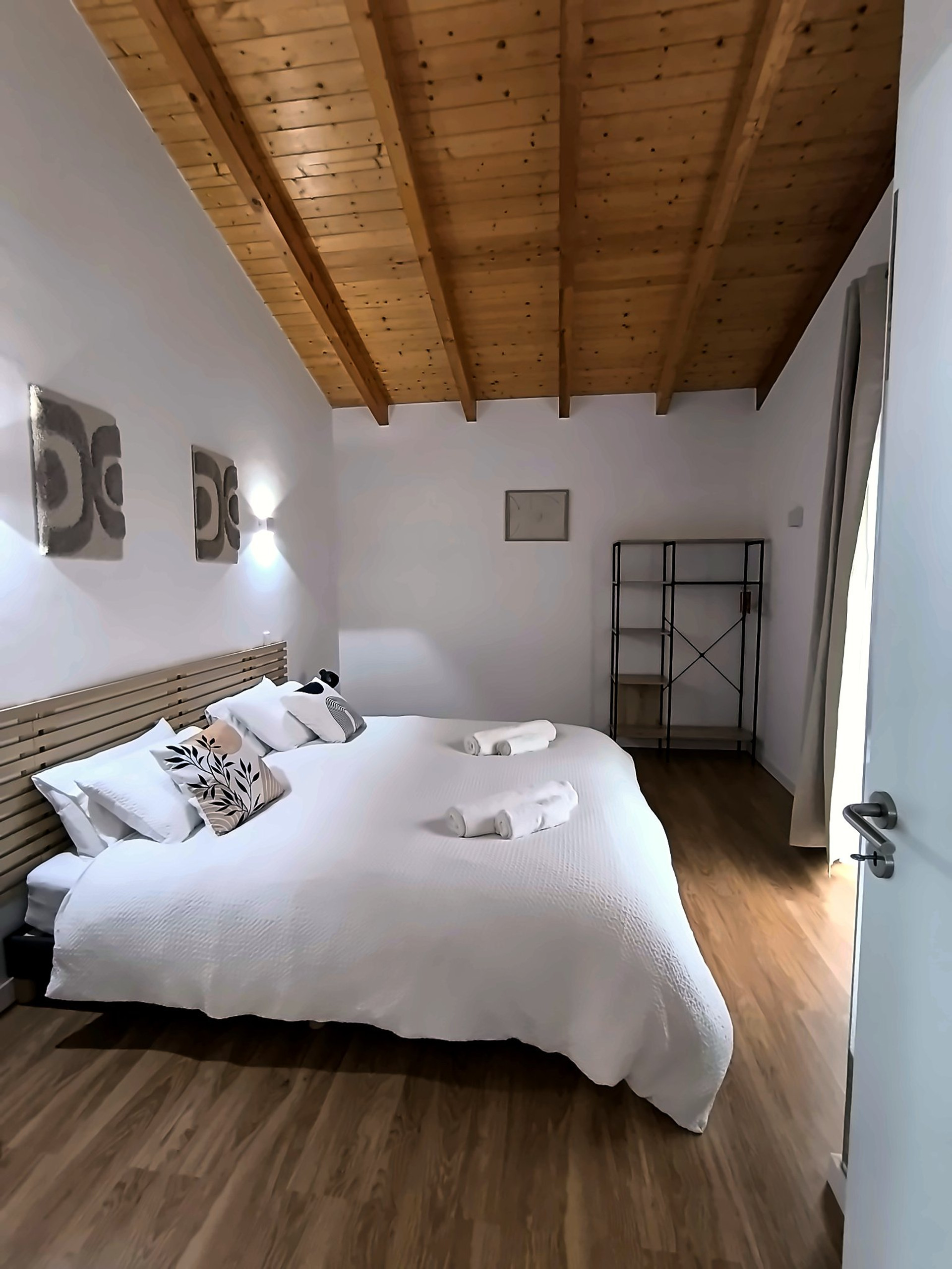Bright bedroom with double bed