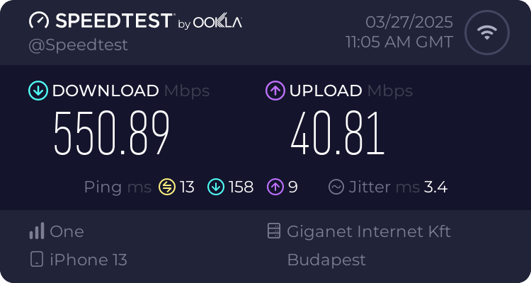 Speedtest.net result