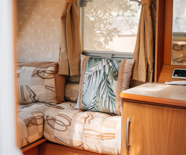 Seating nook with decorative cushion