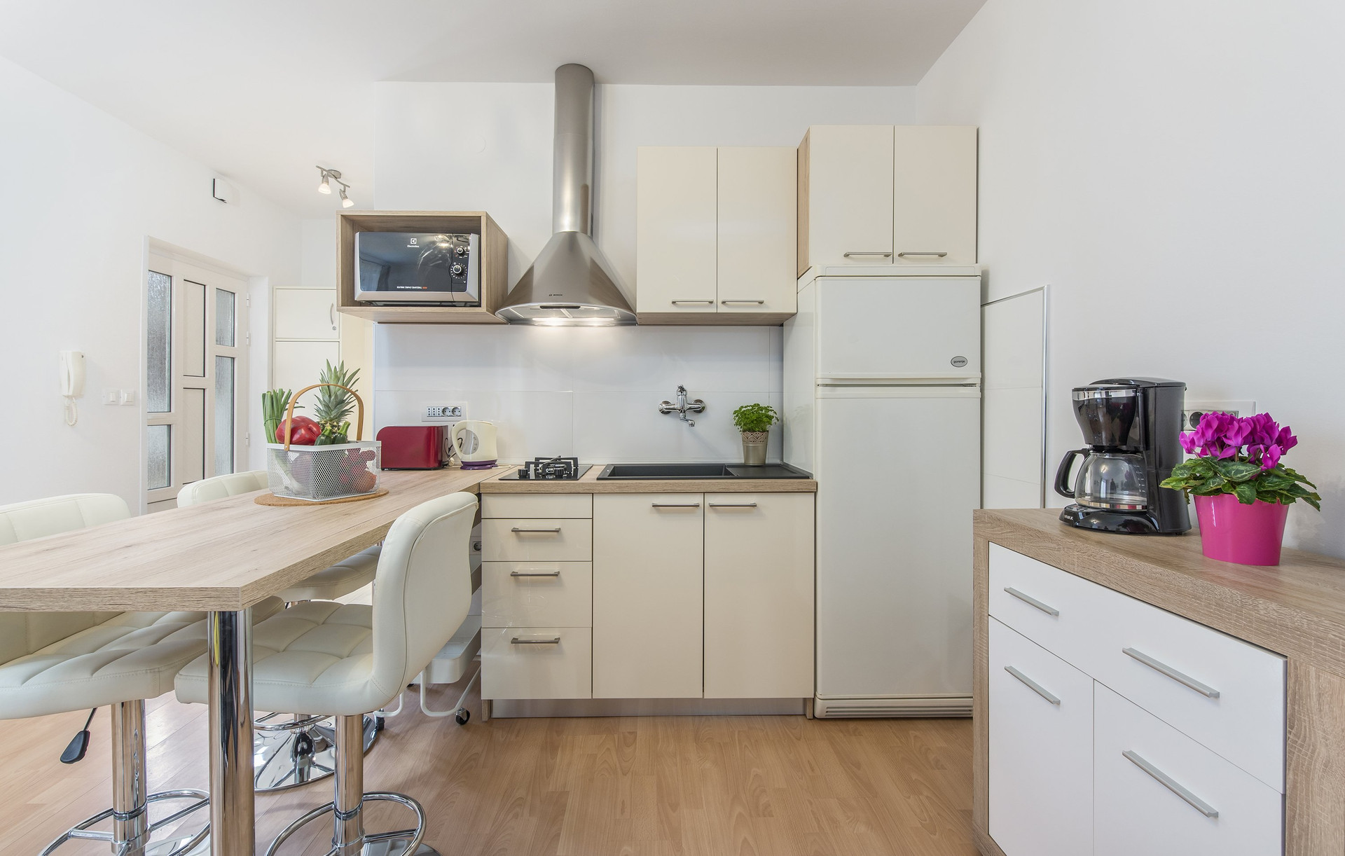 Modern kitchen with bar seating
