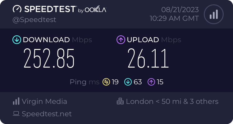 Speedtest.net result