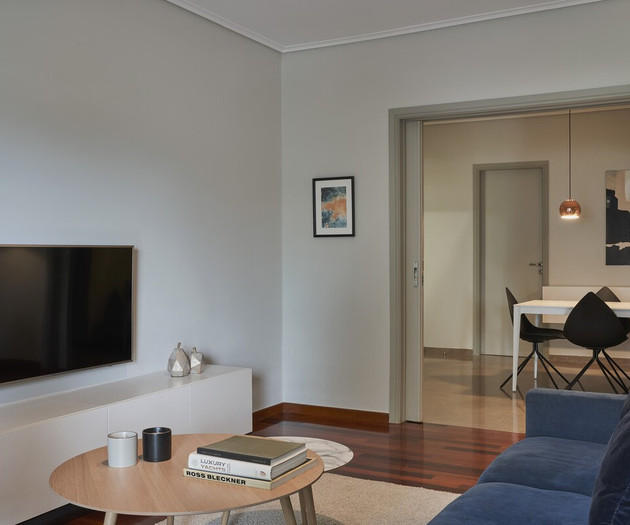 The living room with a smart TV