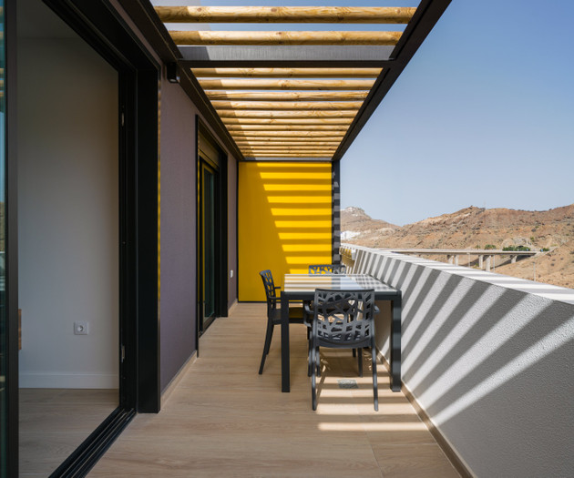 Terrace with pergola and view