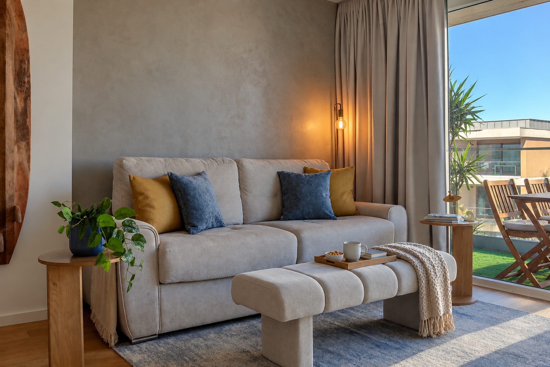 Cozy living room with sofa