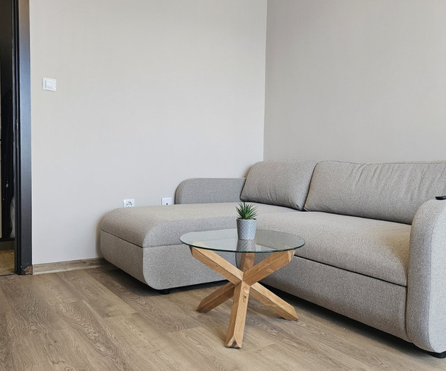 Living room with sofa and laundry