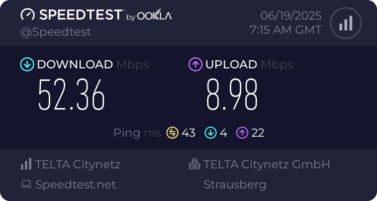Speedtest.net result