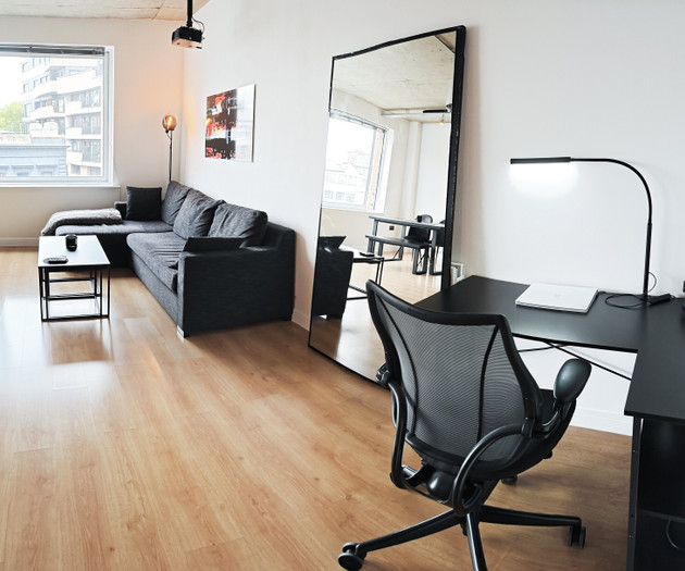 Living area with desk workspace