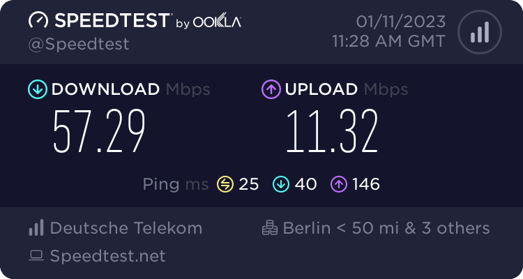 Speedtest.net result