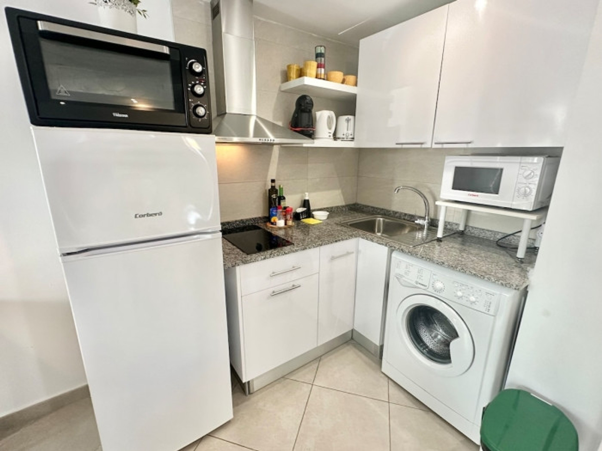 White kitchen with washing machine
