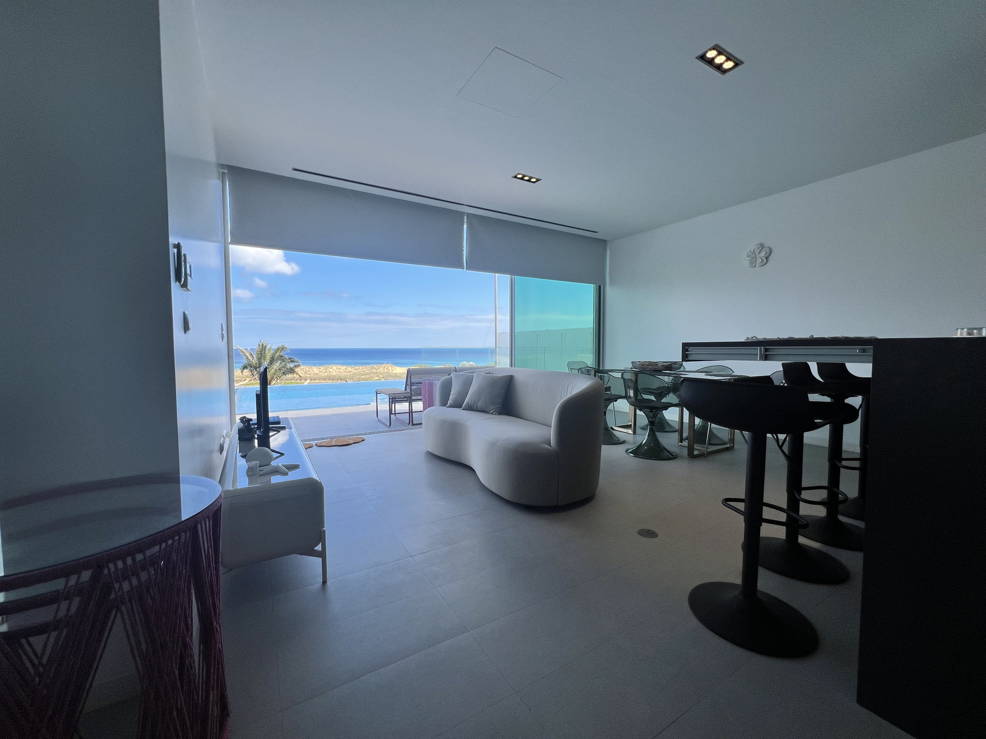 Open living room with ocean view