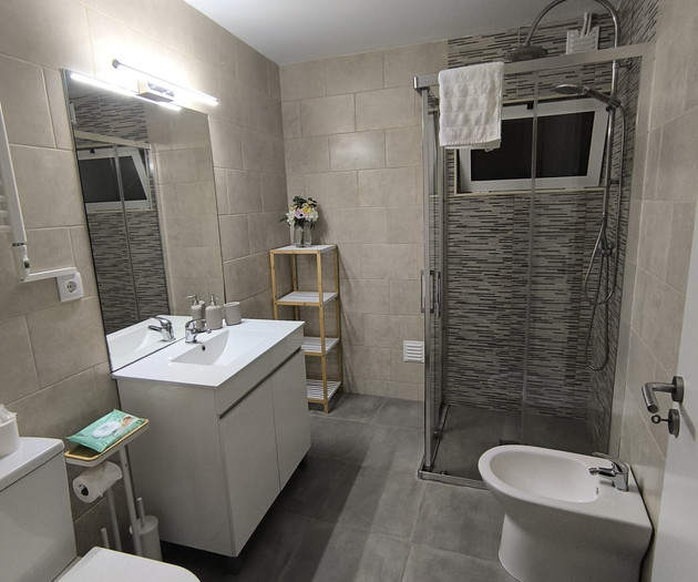 Bathroom with shower and bidet