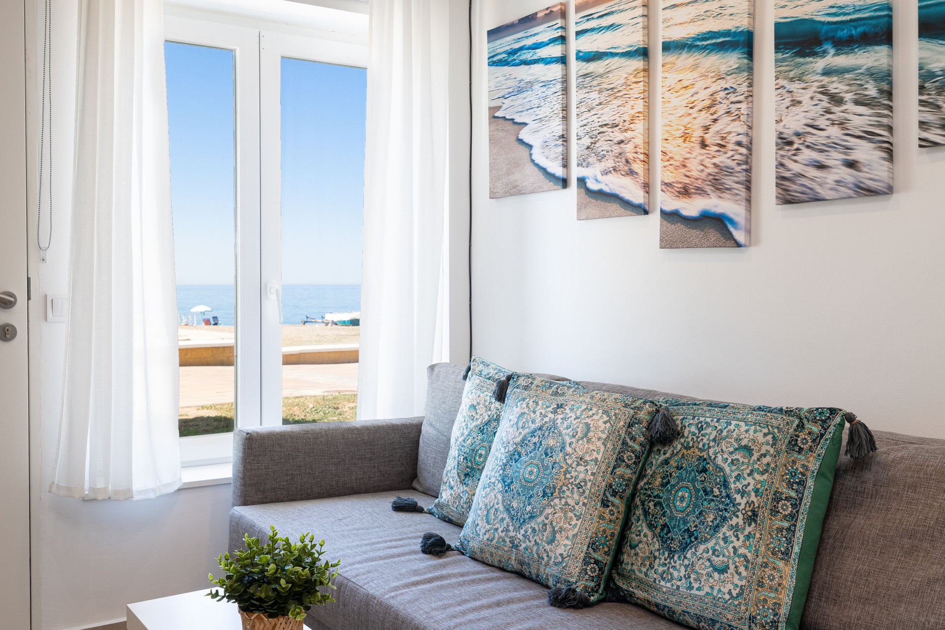 Sofa with sea view window