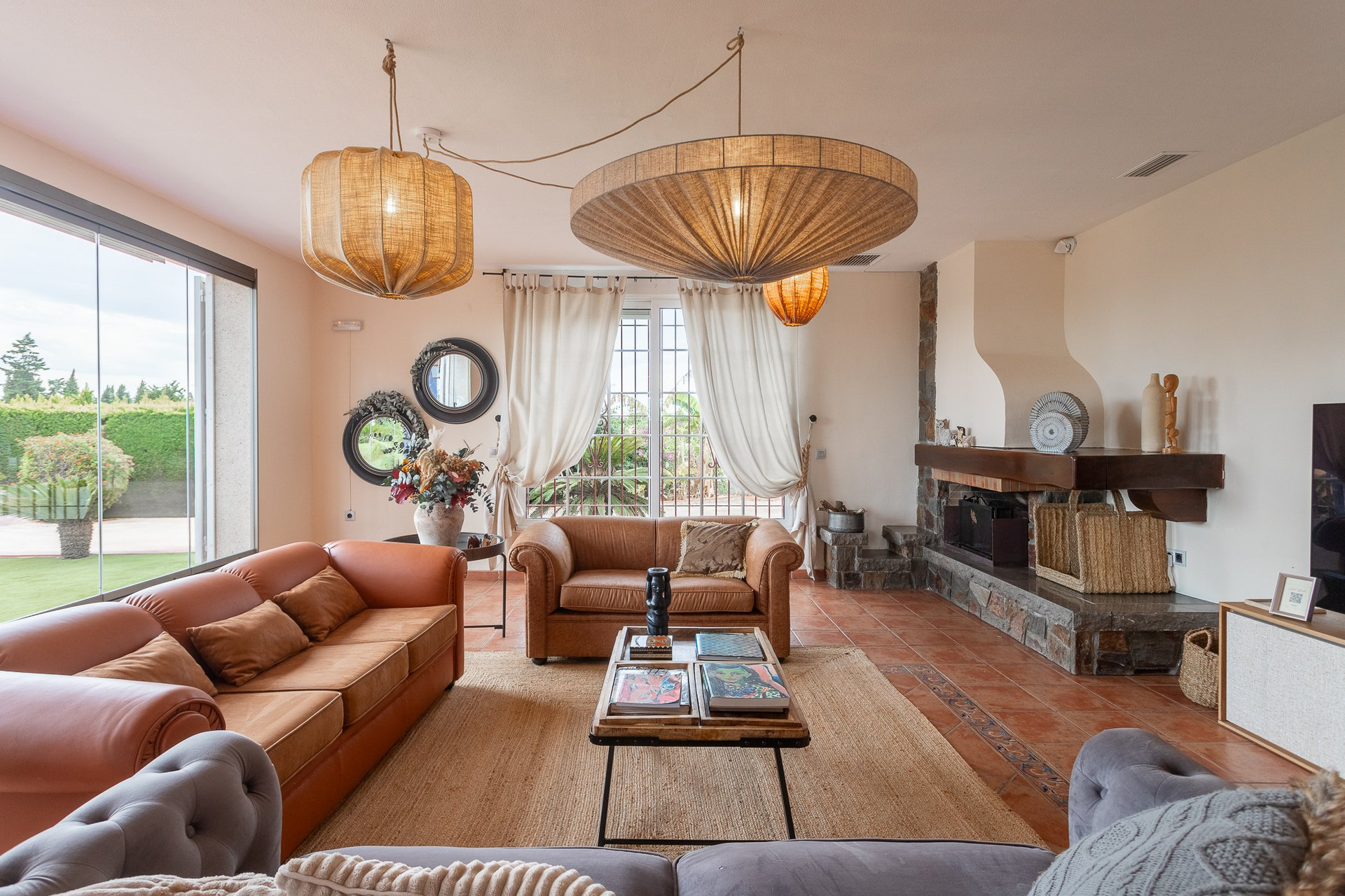 Living room with fireplace