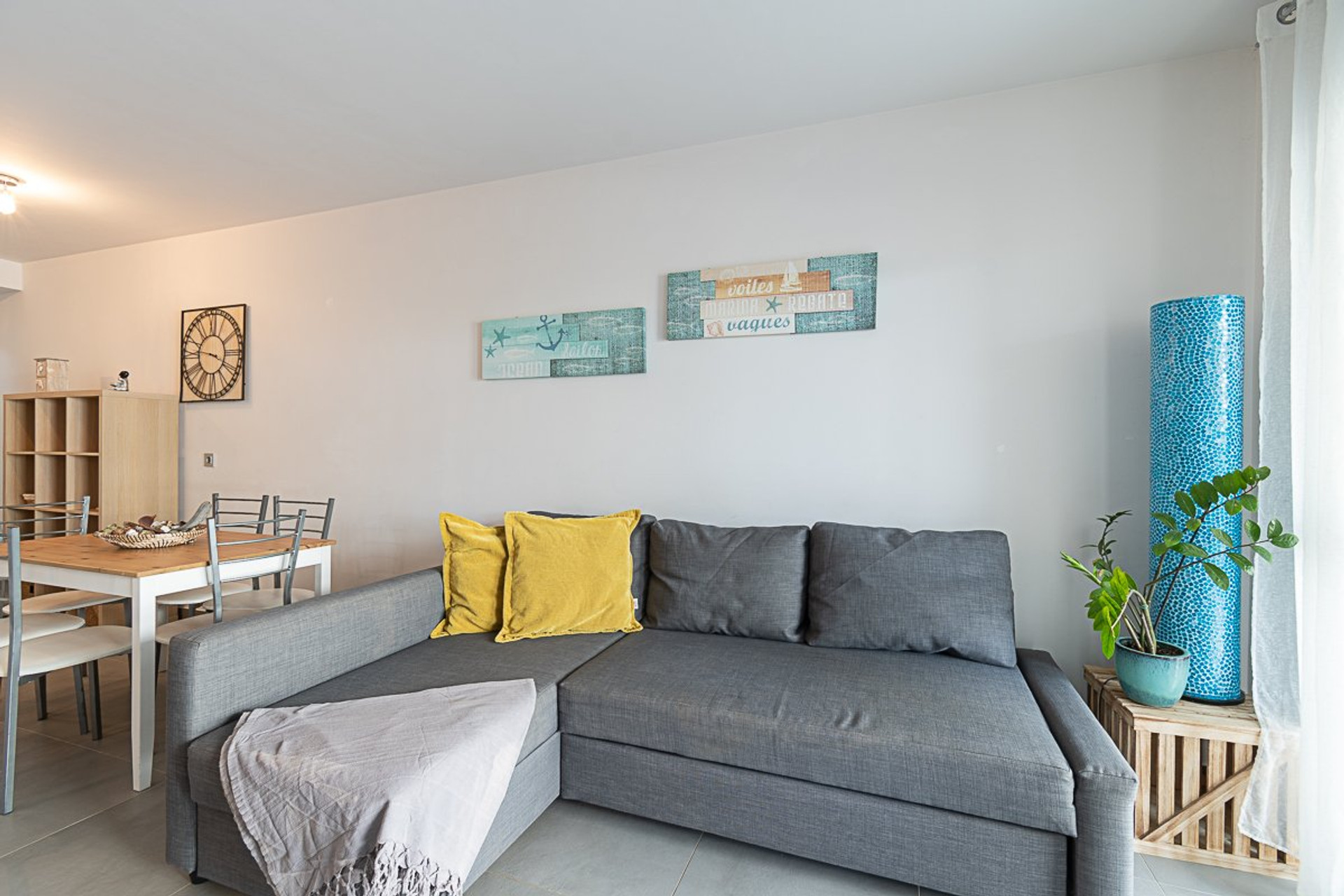 Living room with sofa dining area