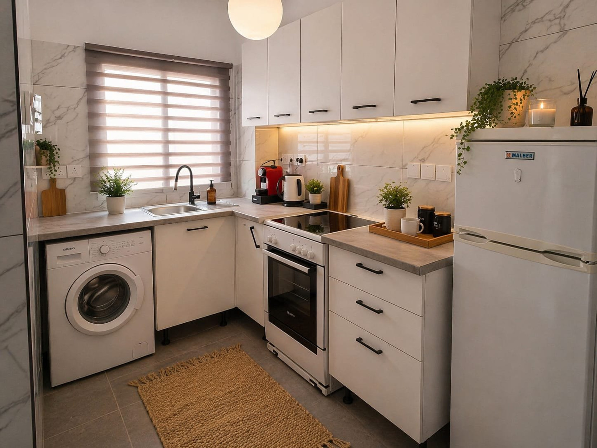 Modern kitchen with appliances included