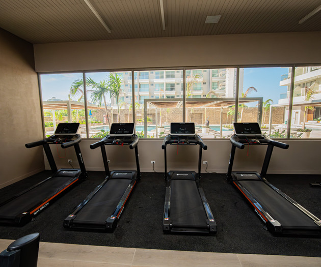 Gym with treadmills