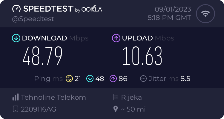 Speedtest.net result