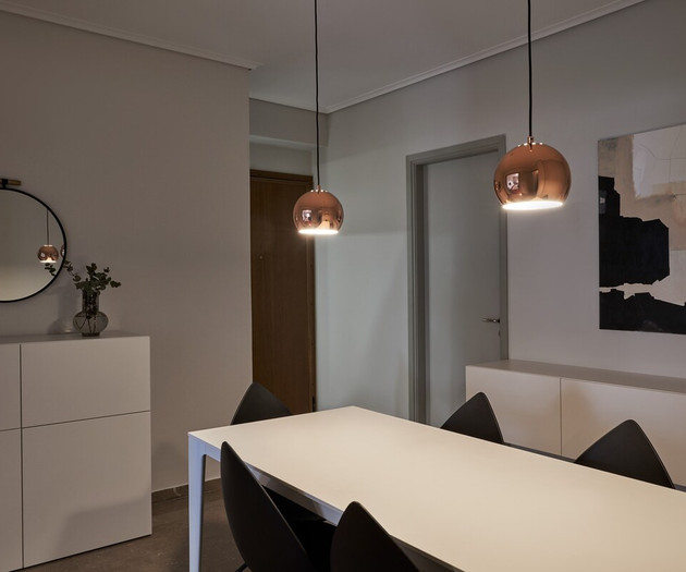 The entrance door and the dining area