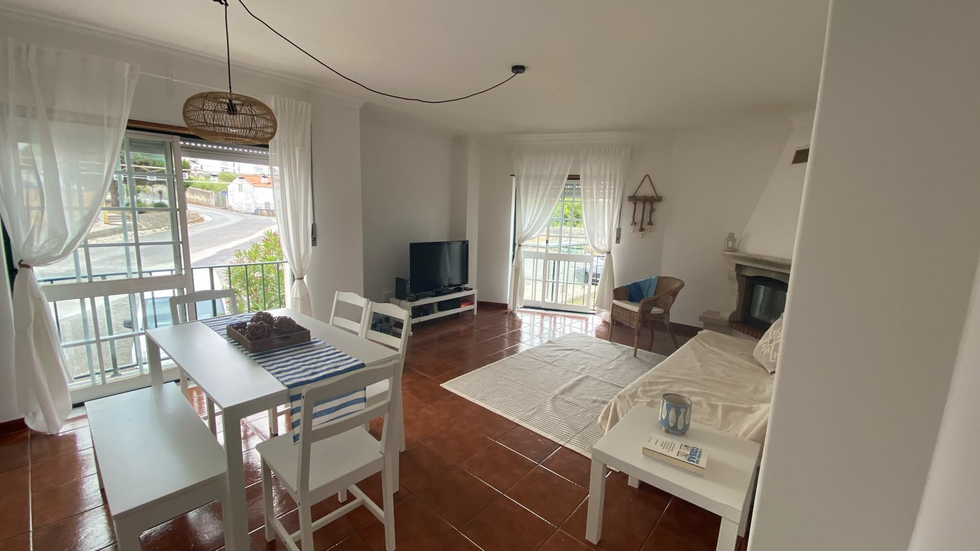 Open living and dining room