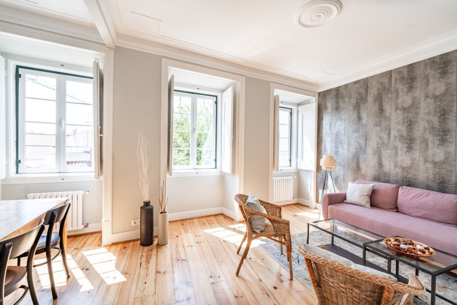 Living room with large windows