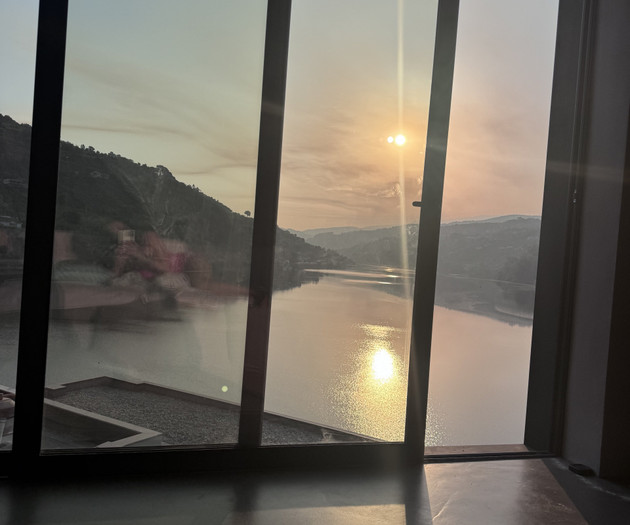 Sunset through living room window