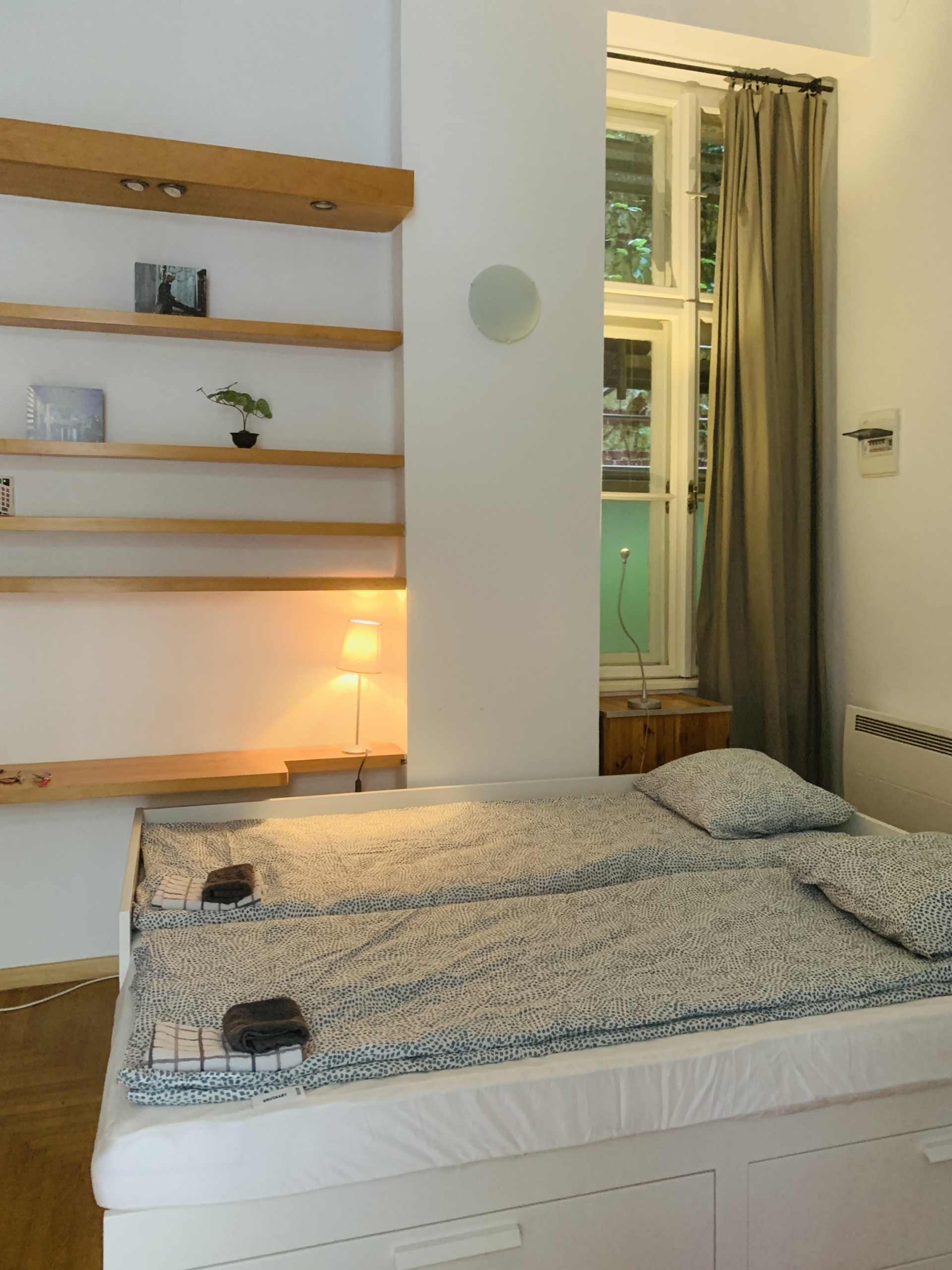 Bed near bright window